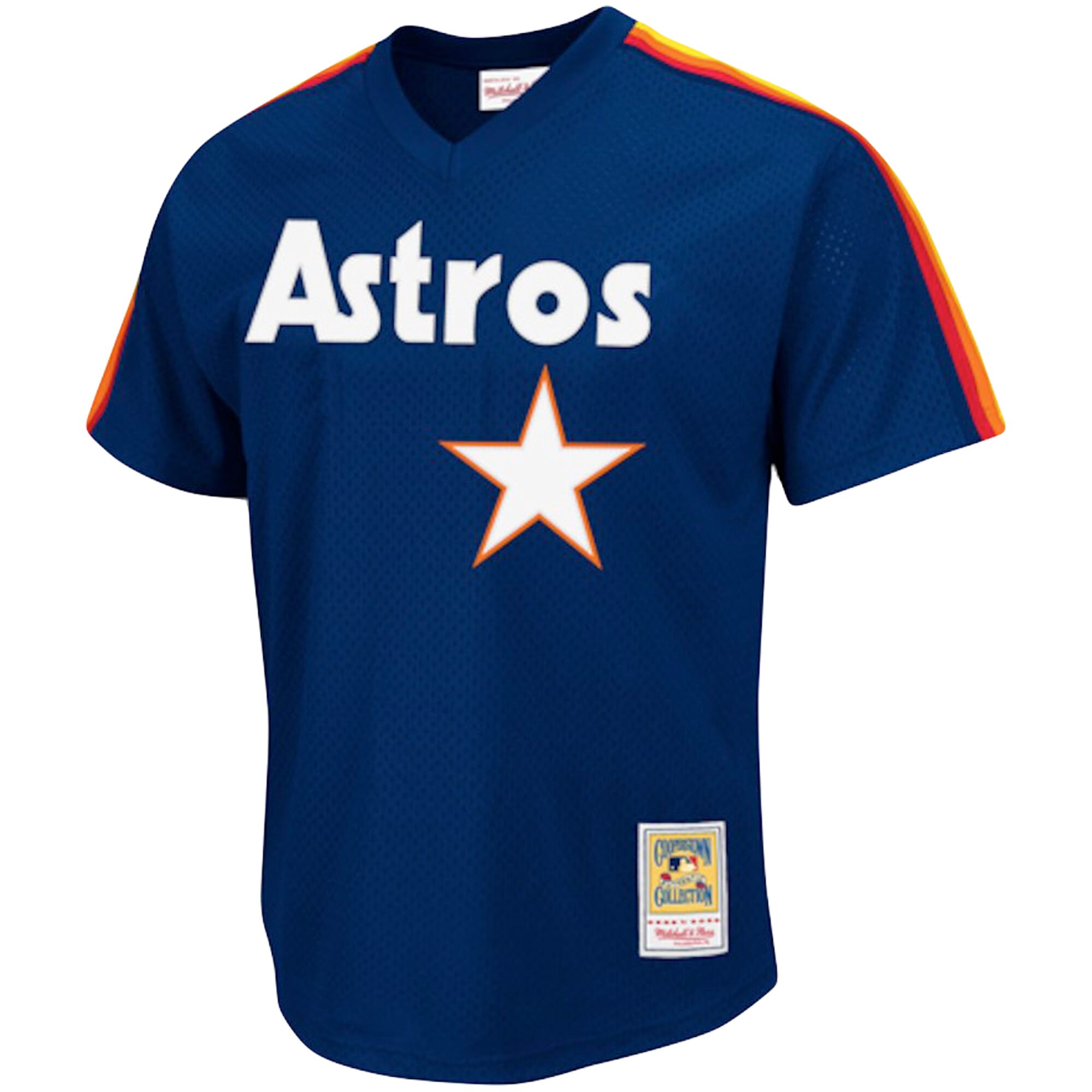 Alternative view of Men's Houston Astros Nolan Ryan Mitchell & Ness Navy Cooperstown Collection Big & Tall Mesh Batting Practice Jersey 