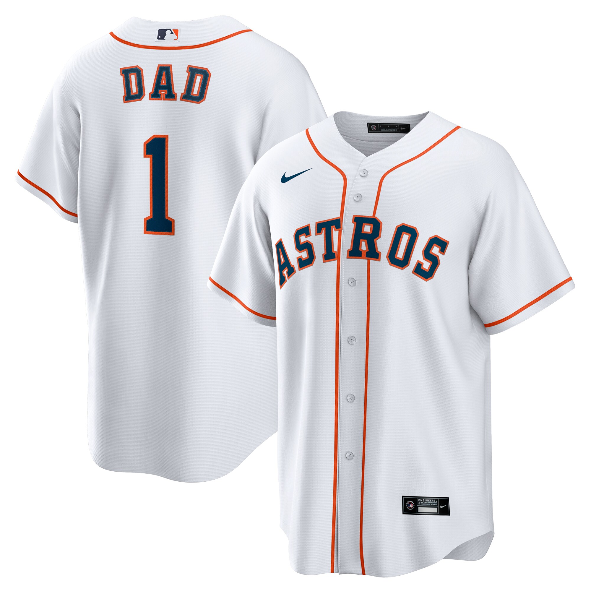 Men's Houston Astros White #1 Dad Home Jersey 