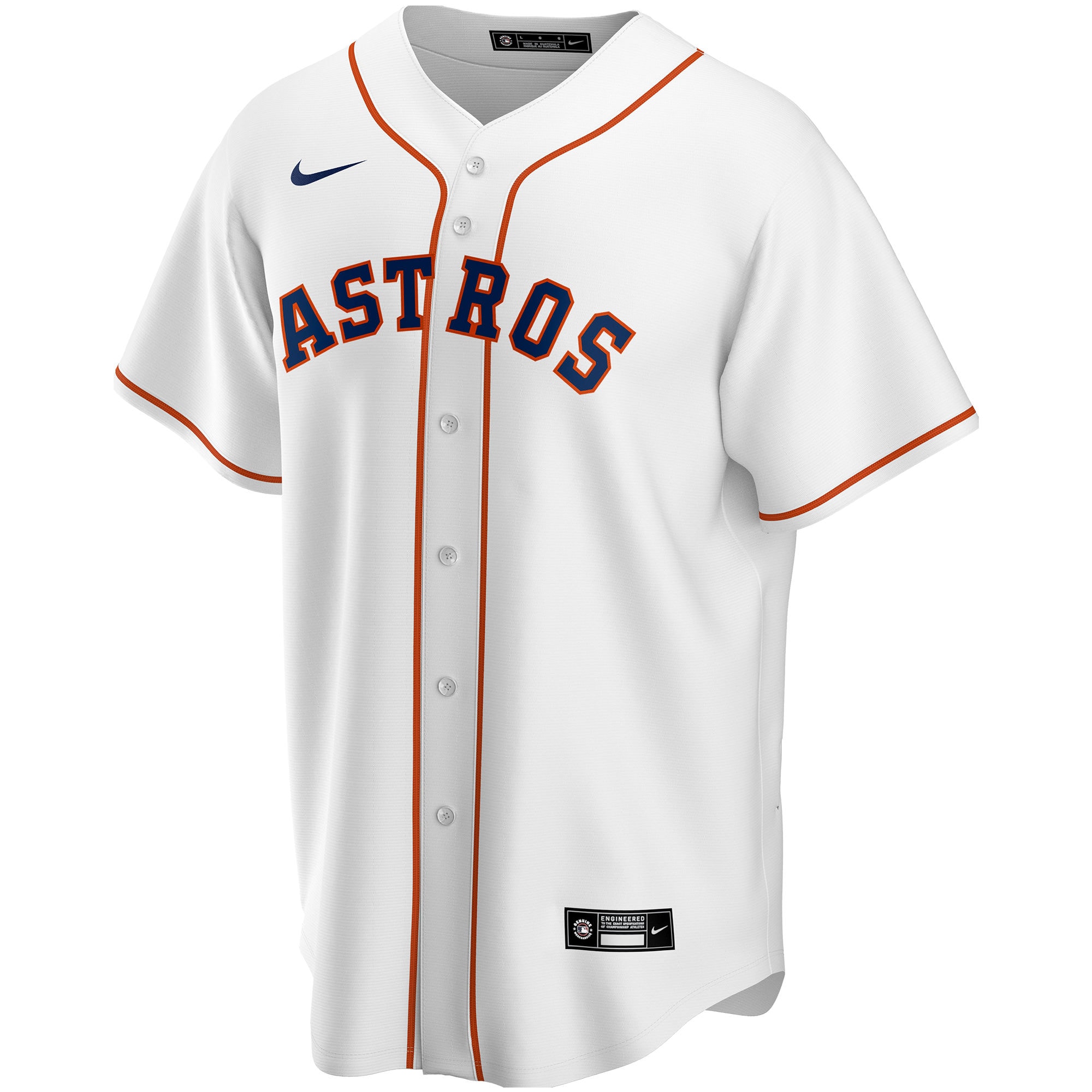 Alternative view of Men's Houston Astros White Home Custom Jersey 