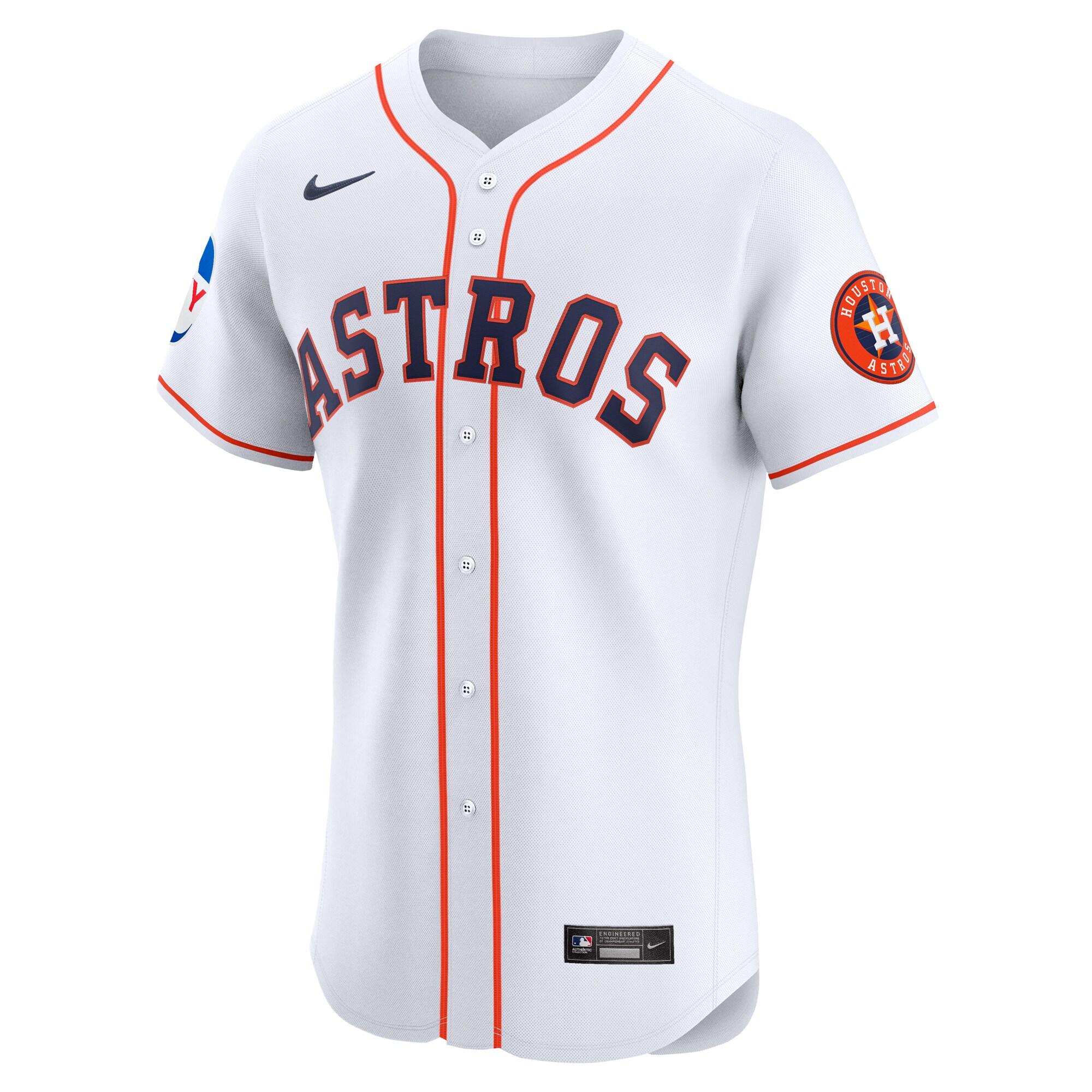 Alternative view of Men's Houston Astros White Home Elite Patch Jersey 