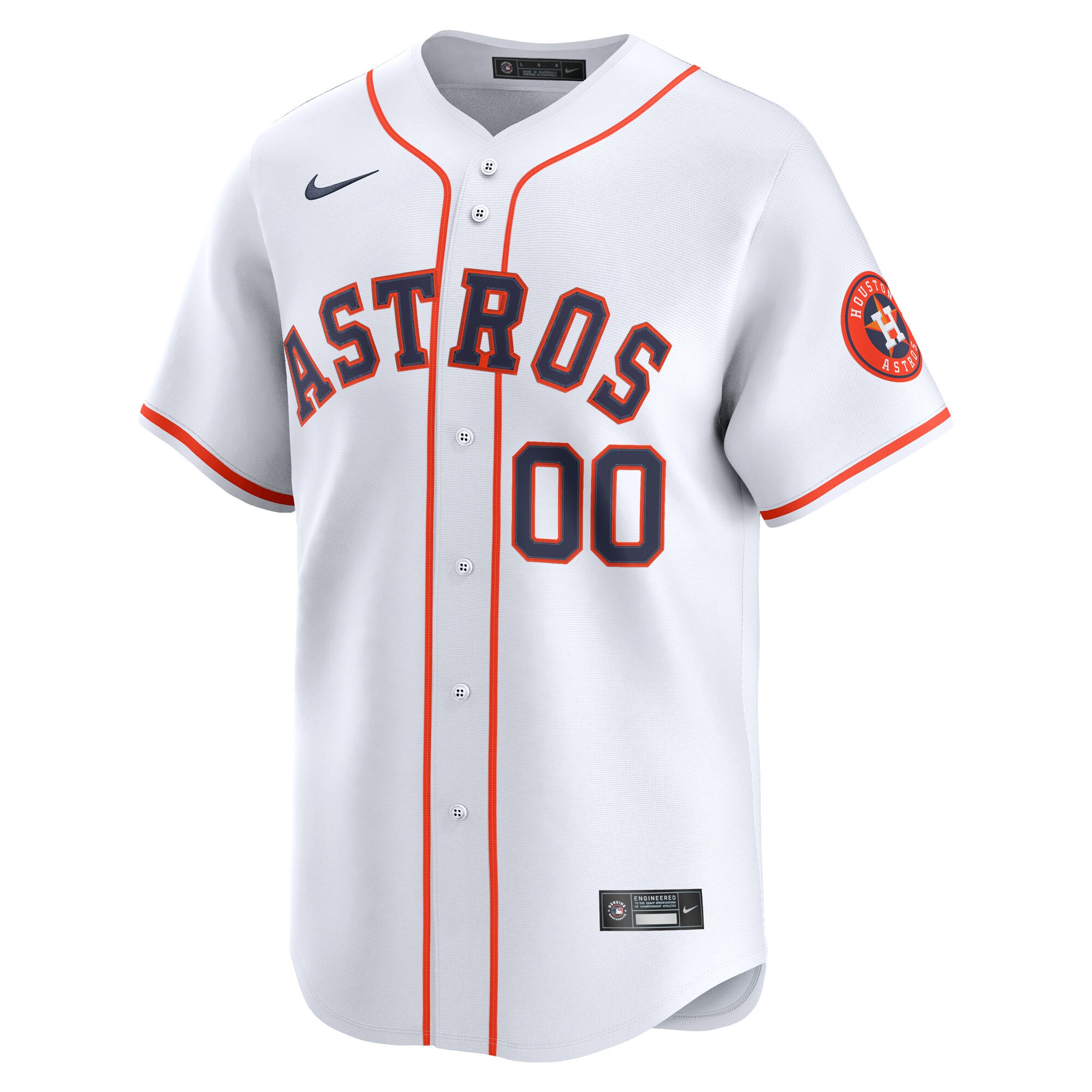 Alternative view of Men's Houston Astros White Home Limited Custom Jersey 