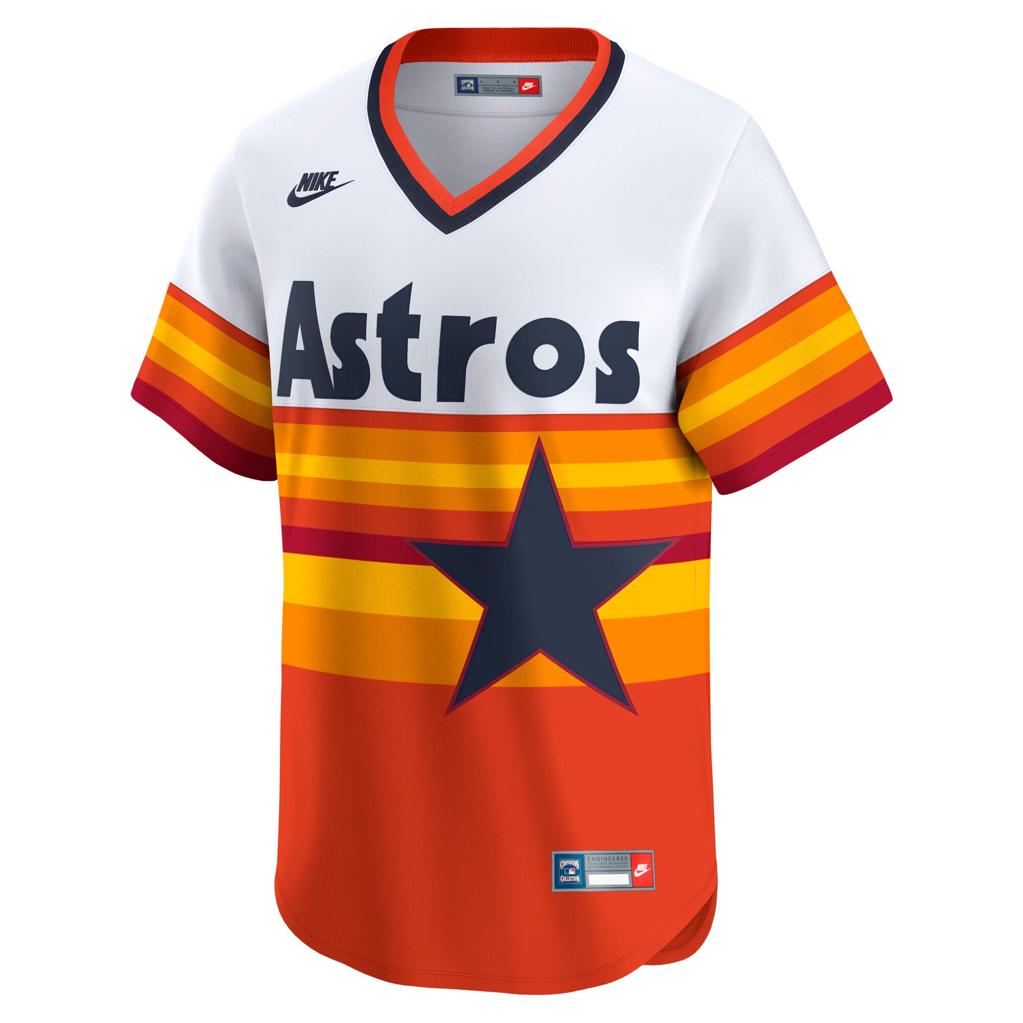 Alternative view of Men's Houston Astros White Throwback Cooperstown Collection Limited Jersey 