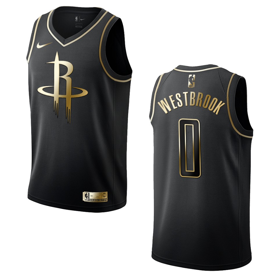 Men’s Houston Rockets #0 Russell Westbrook Golden Edition Jersey – Black