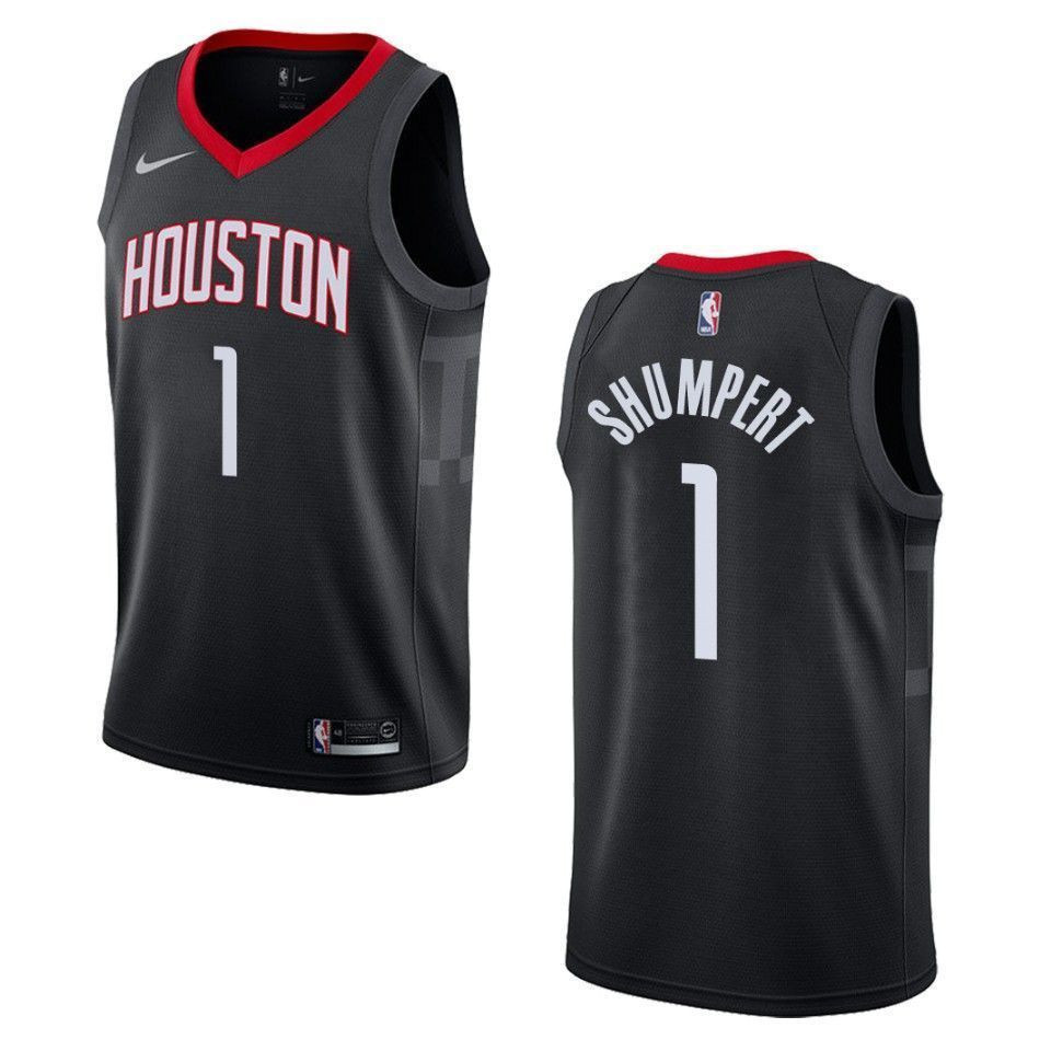 Men's Houston Rockets 1 Iman Shumpert Statement Swingman Jersey - Black - JS298 