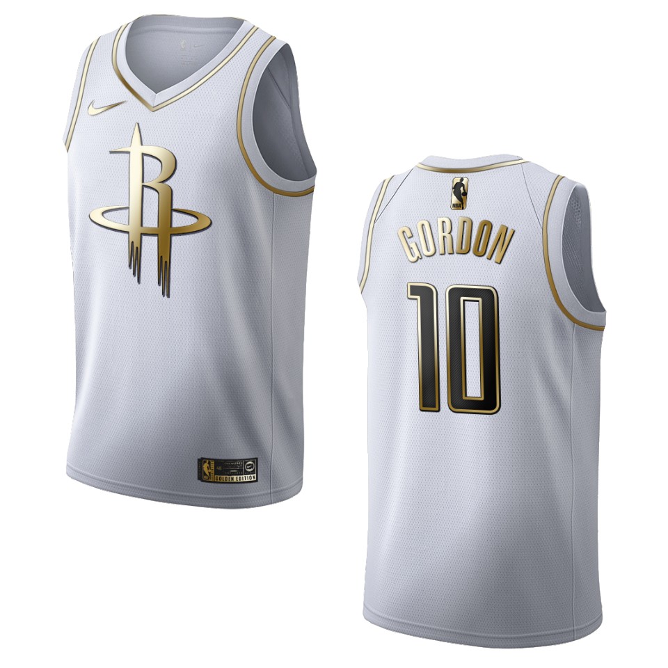 Men’s Houston Rockets #10 Eric Gordon Golden Edition Jersey – White