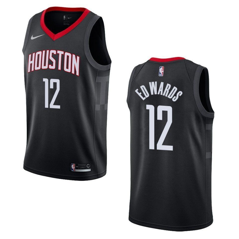 Men's Houston Rockets 12 Vincent Edwards Statement Swingman Jersey - Black - JS474 