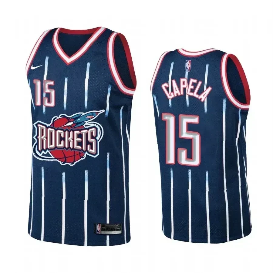 Men's Houston Rockets 15 Clint Capela Navy Hardwood Classics Jersey - JS219 