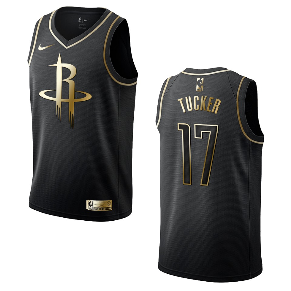 Men’s Houston Rockets #17 P.j. Tucker Golden Edition Jersey – Black