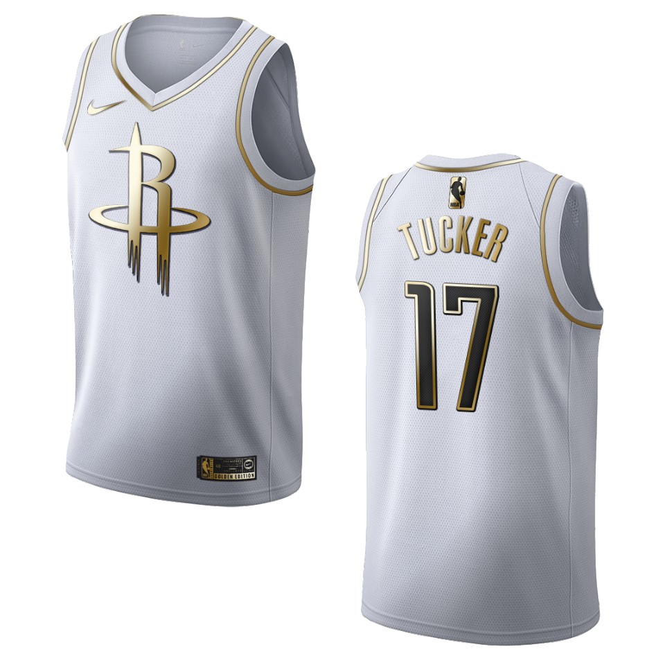 Men’s Houston Rockets #17 P.j. Tucker Golden Edition Jersey – White