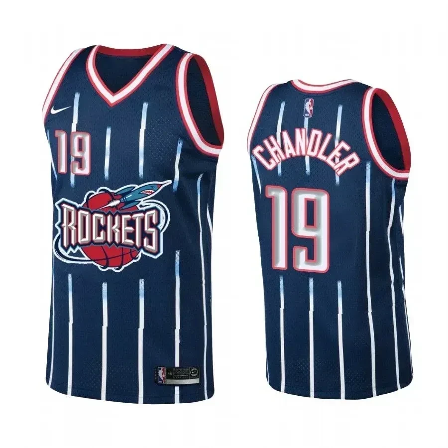 Men's Houston Rockets 19 Tyson Chandler Navy Hardwood Classics Jersey - JS419 