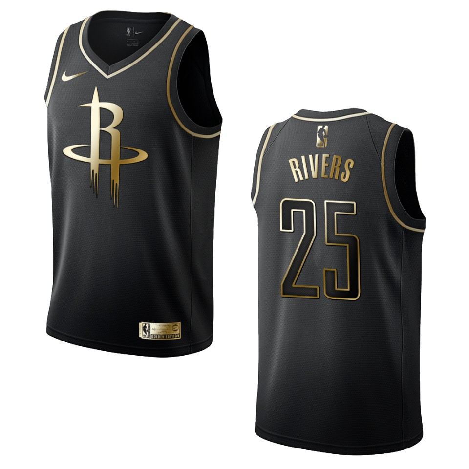 Men’s Houston Rockets #25 Austin Rivers Golden Edition Jersey – Black
