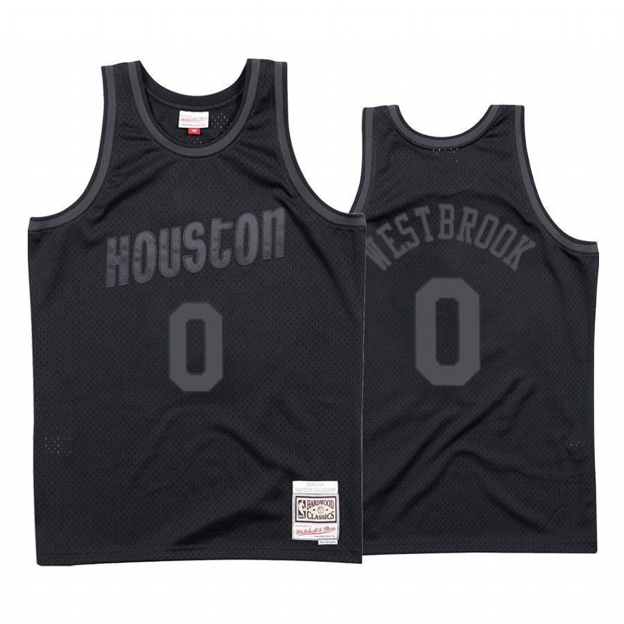 Men's Houston Rockets Russell Westbrook 0 Black Tonal Jersey - JS218 