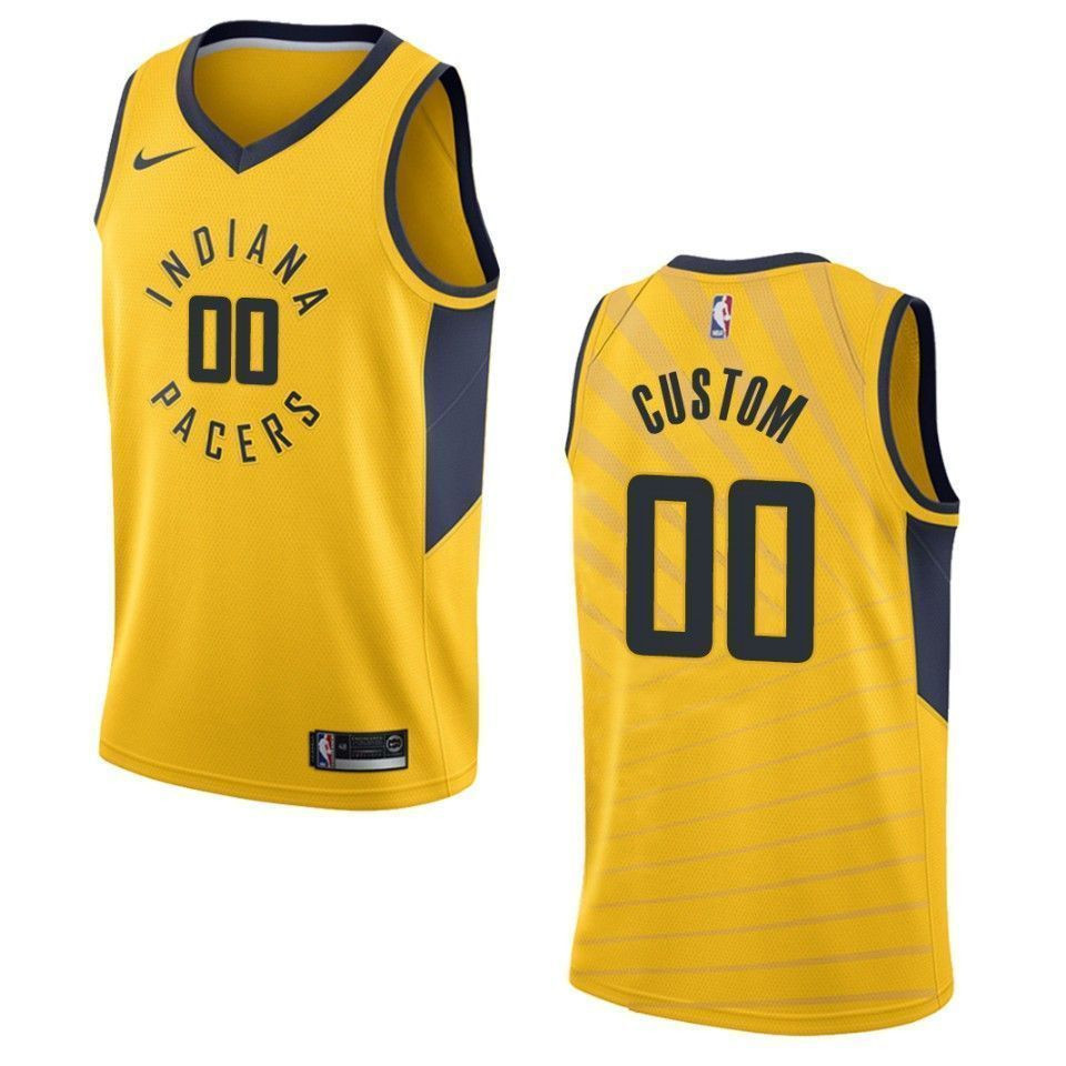 Men's Indiana Pacers 00 Custom Statement Swingman Jersey - Gold - JS323 