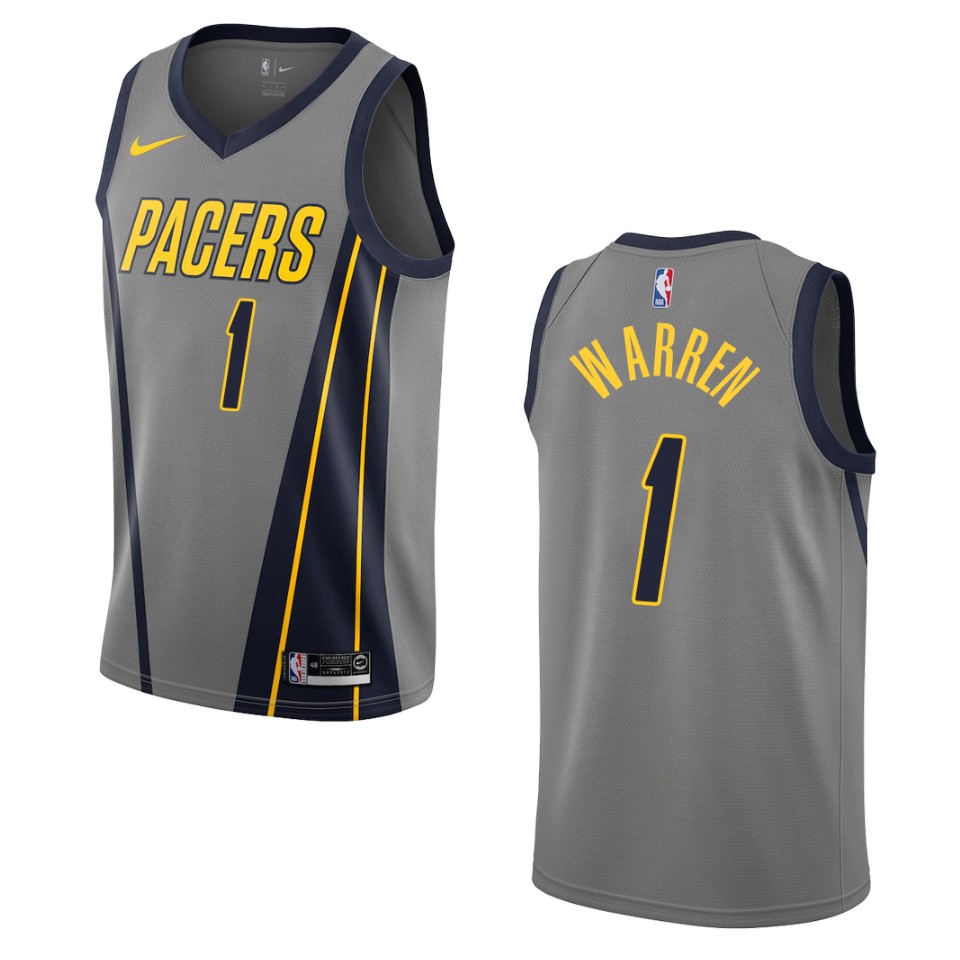 Men's Indiana Pacers #1 T.j. Warren City Swingman Jersey - Gray