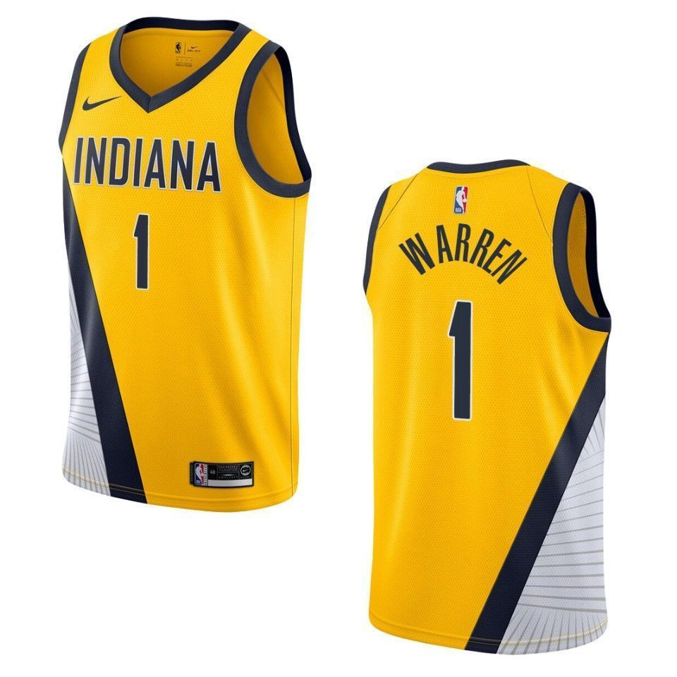 Men's Indiana Pacers 1 T.j. Warren Statement Edition Swingman Jersey - Yellow - JS437 