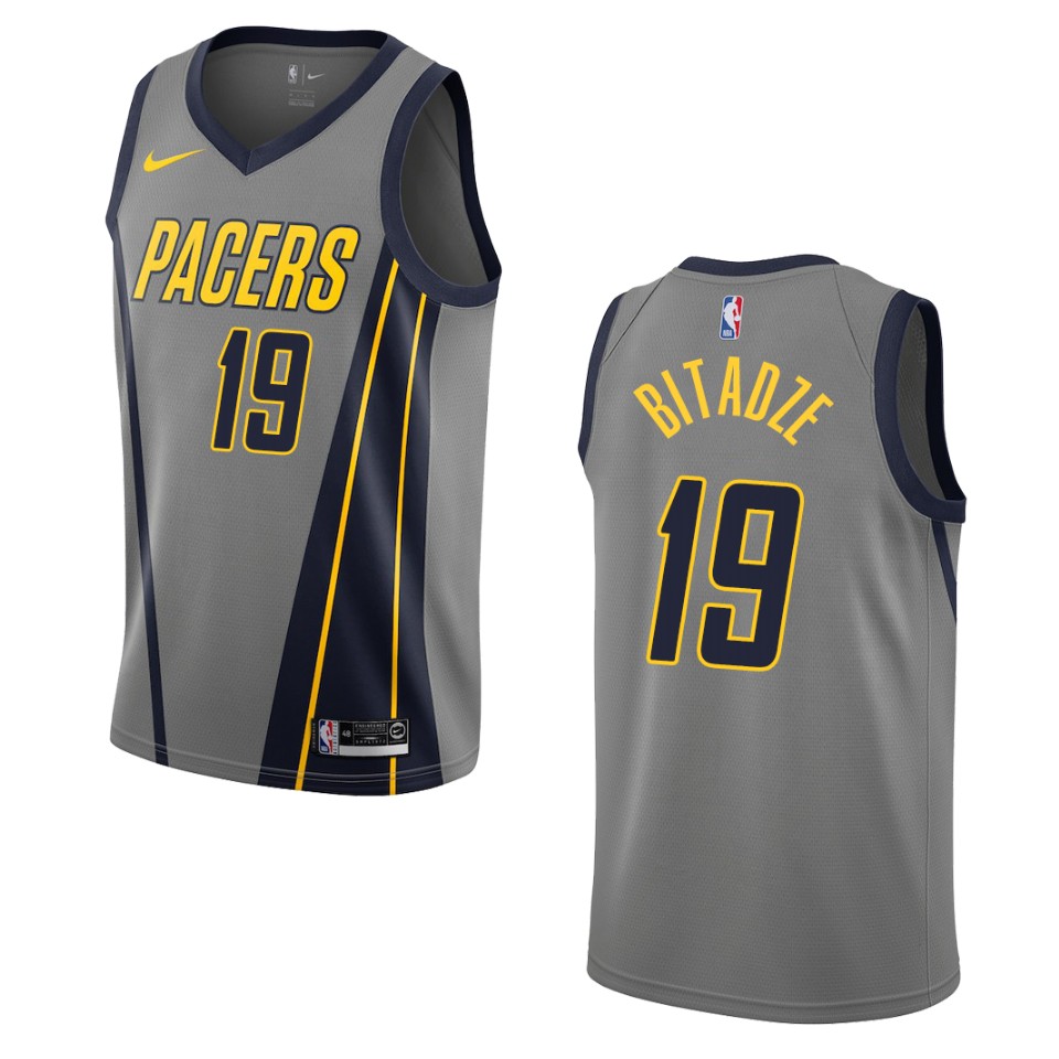 Men's Indiana Pacers #19 Goga Bitadze City Swingman Jersey - Gray