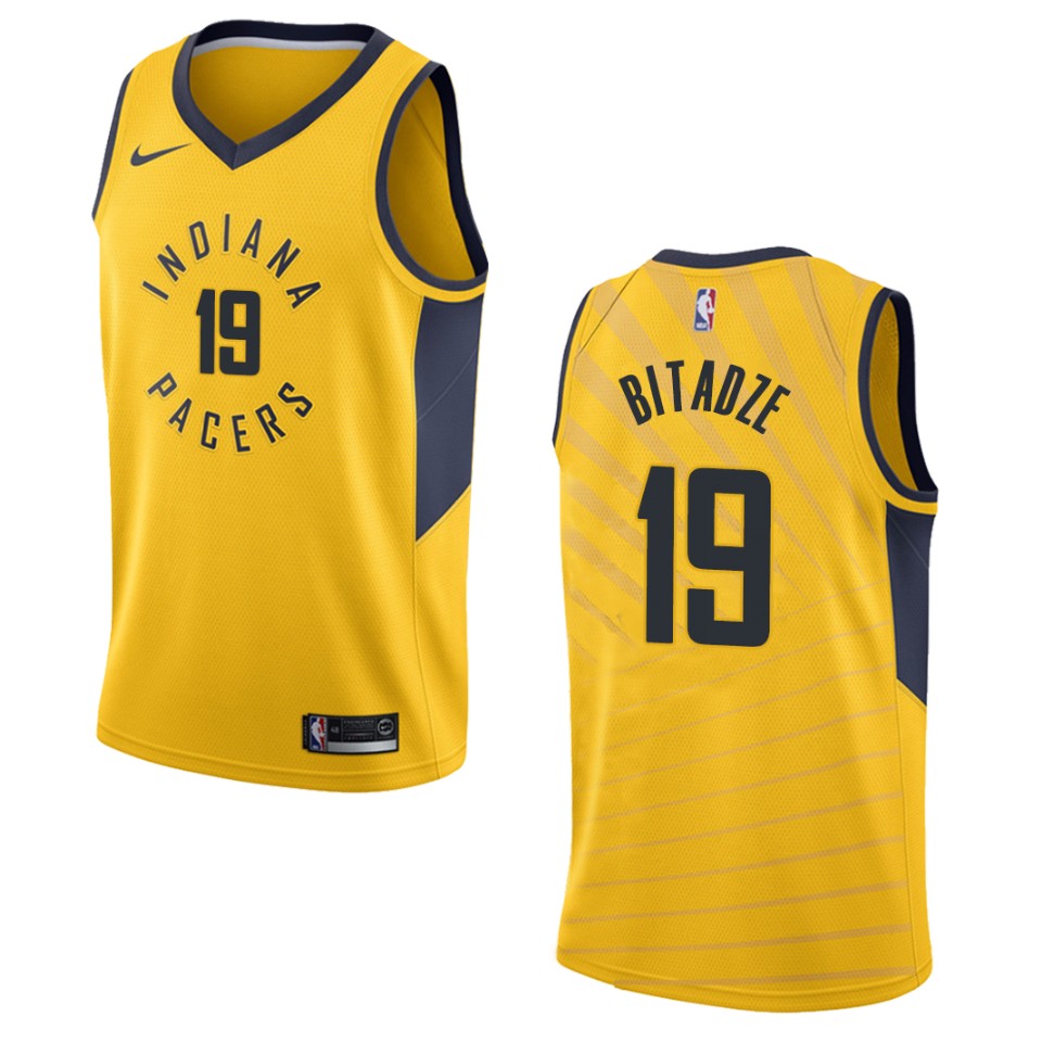 Men's Indiana Pacers #19 Goga Bitadze Statement Swingman Jersey - Gold