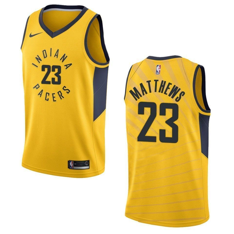 Men's Indiana Pacers 23 Wesley Matthews Statement Swingman Jersey - Gold - JS664 