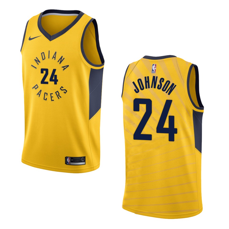 Men's Indiana Pacers #24 Alize Johnson Statement Swingman Jersey - Gold