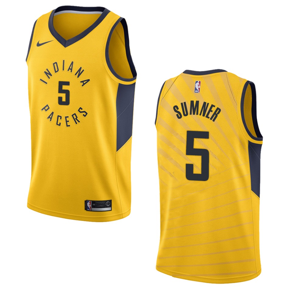 Men's Indiana Pacers #5 Edmond Sumner Statement Swingman Jersey - Gold