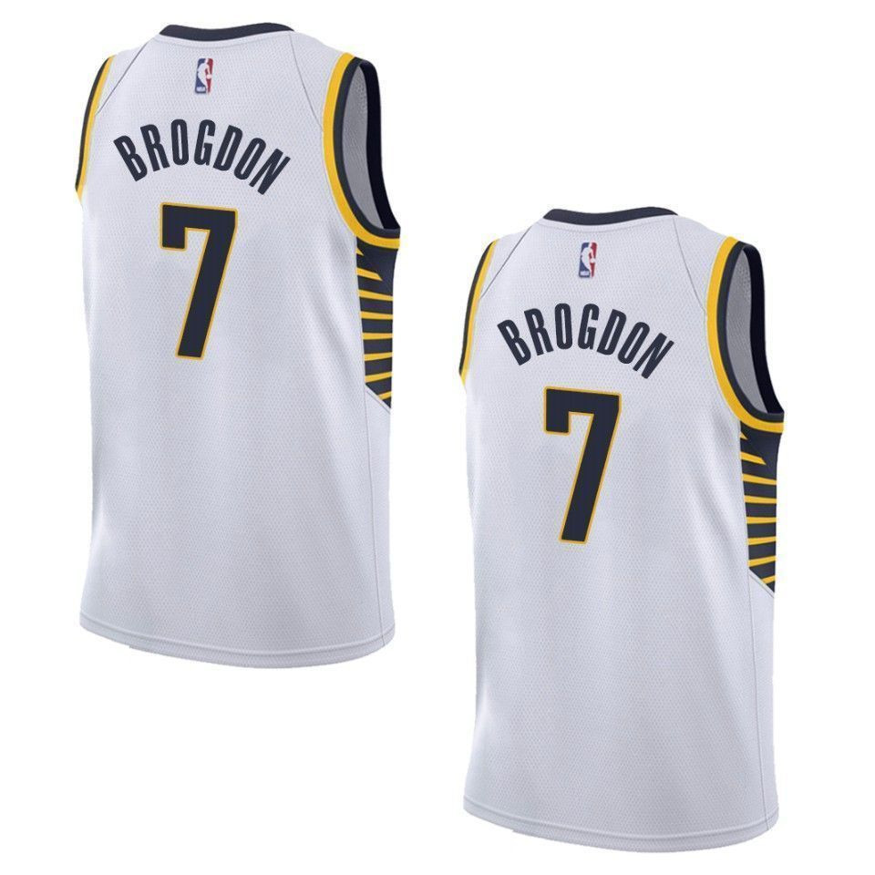Men's Indiana Pacers 7 Malcolm Brogdon Association Swingman Jersey - White - JS288 