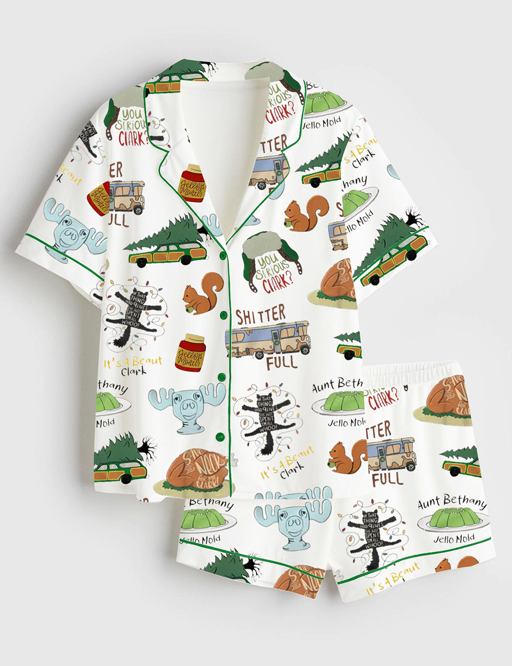 Men's It's A Beaut Clark Christmas Vacation Short Sleeve Satin Family Pajama Set