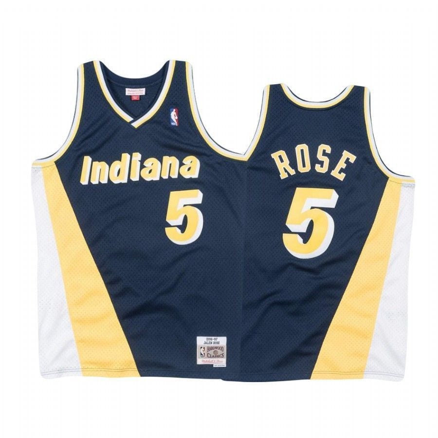 Men's Jalen Rose 5 Indiana Pacers White Hardwood Classics Jersey - JS812 