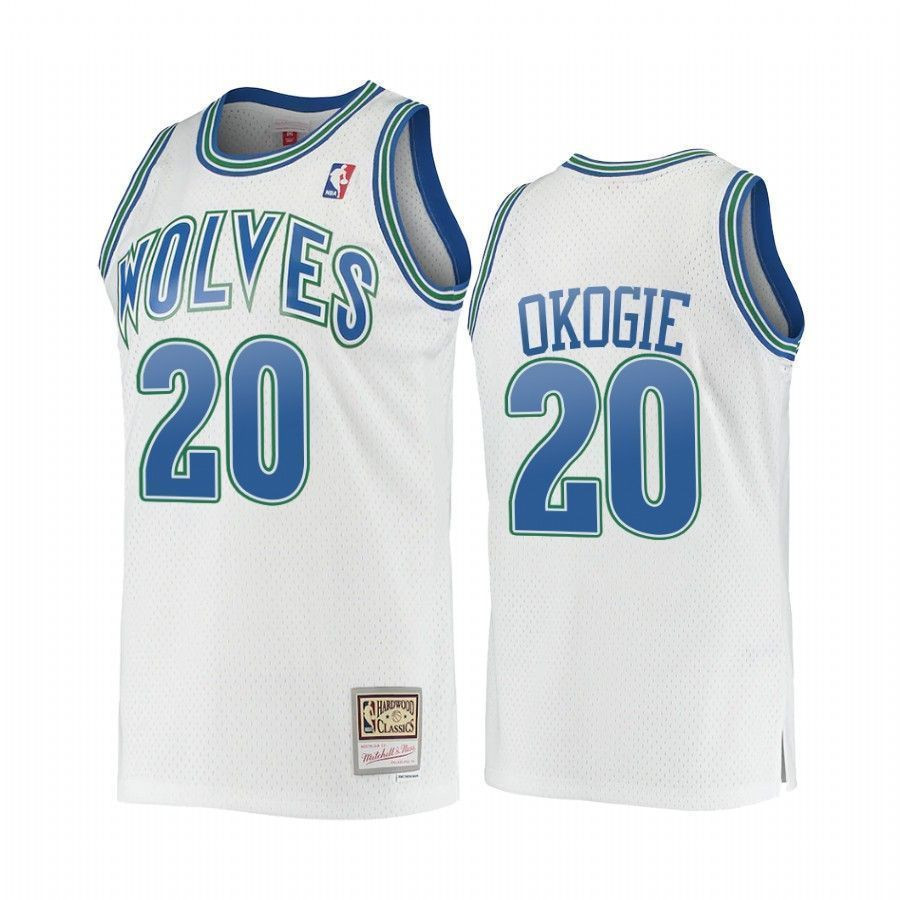 Men's Josh Okogie 20 Minnesota Timberwolves Hardwood Classics Jersey White - JS638 