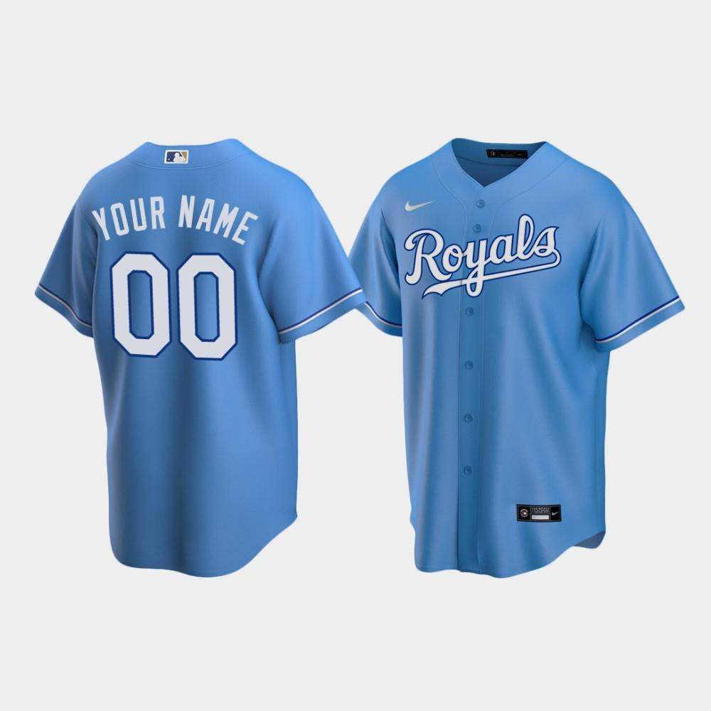 Men's Kansas City Royals 00 Custom Light Blue Alternate Jersey Jersey 