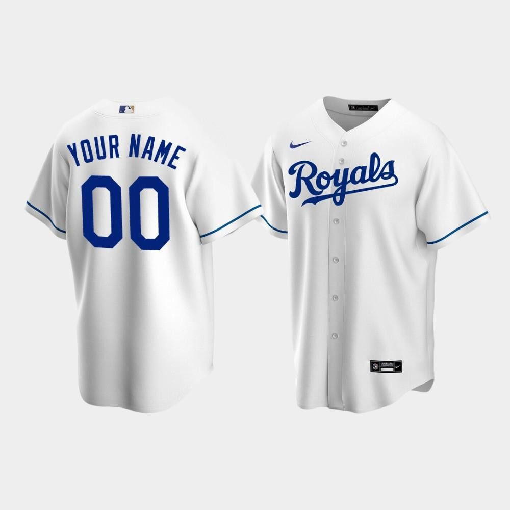 Men's Kansas City Royals 00 Custom White Home Jersey Jersey 