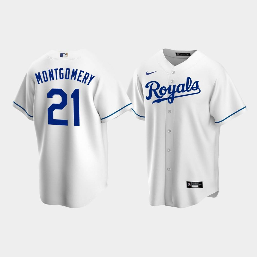 Men's Kansas City Royals 21 Mike Montgomery White Home Jersey Jersey 