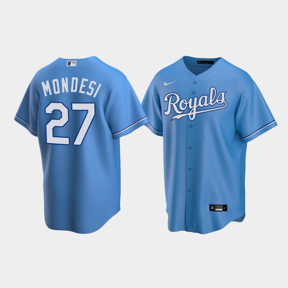 Men's Kansas City Royals 27 Adalberto Mondesi Light Blue Alternate Jersey Jersey 