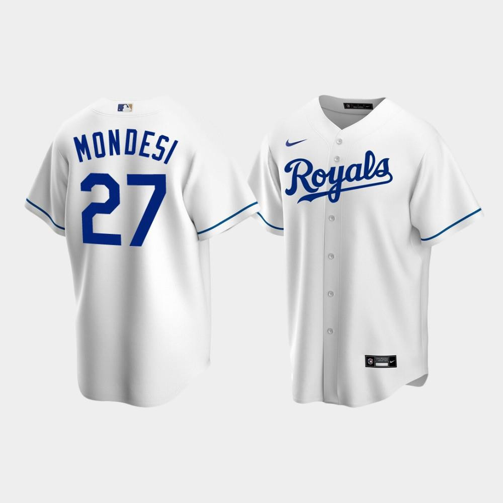 Men's Kansas City Royals 27 Adalberto Mondesi White Home Jersey Jersey 