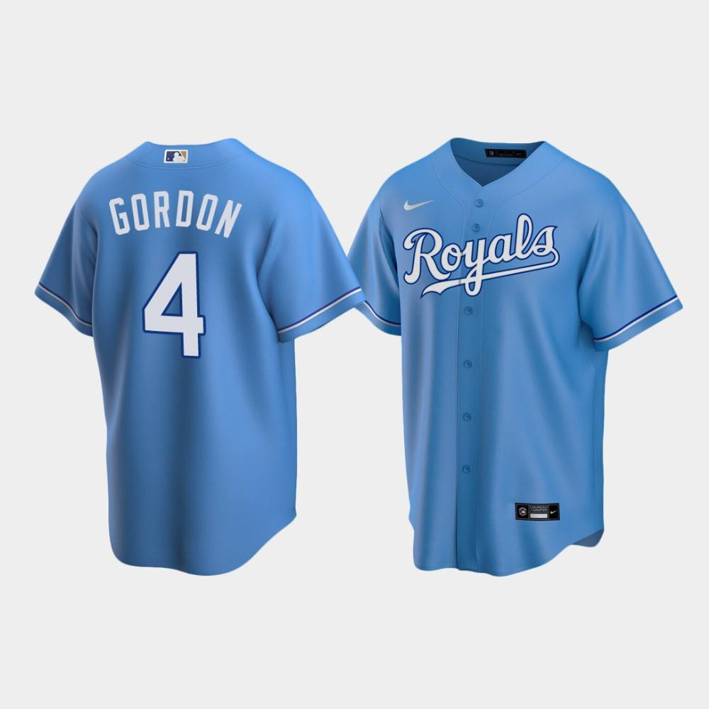 Men's Kansas City Royals 4 Alex Gordon Light Blue Alternate Jersey Jersey 