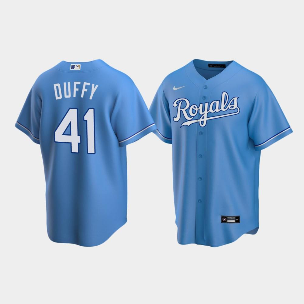Men's Kansas City Royals 41 Danny Duffy Light Blue Alternate Jersey Jersey 