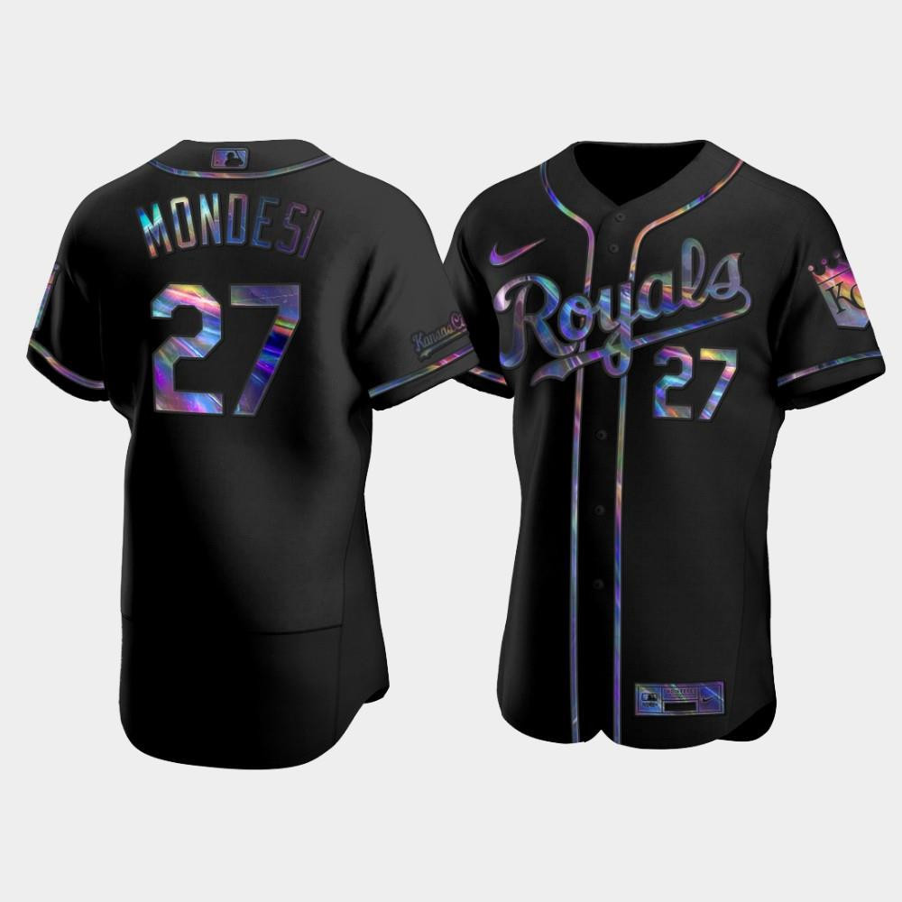 Men's Kansas City Royals Adalberto Mondesi 27 Black Golden Edition Holographic Jersey Jersey 