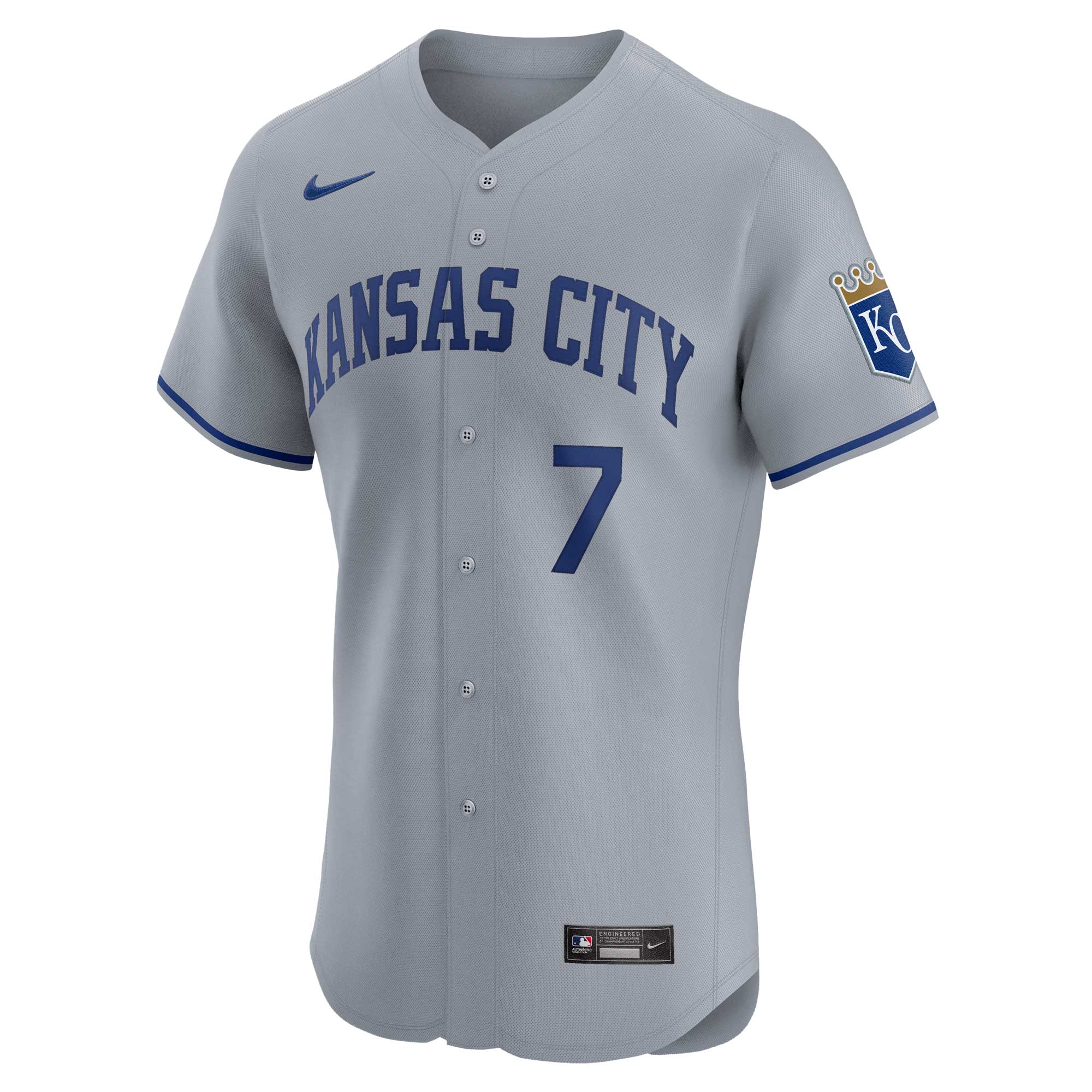 Alternative view of Men's Kansas City Royals Bobby Witt Jr. Gray Road Elite Player Jersey 