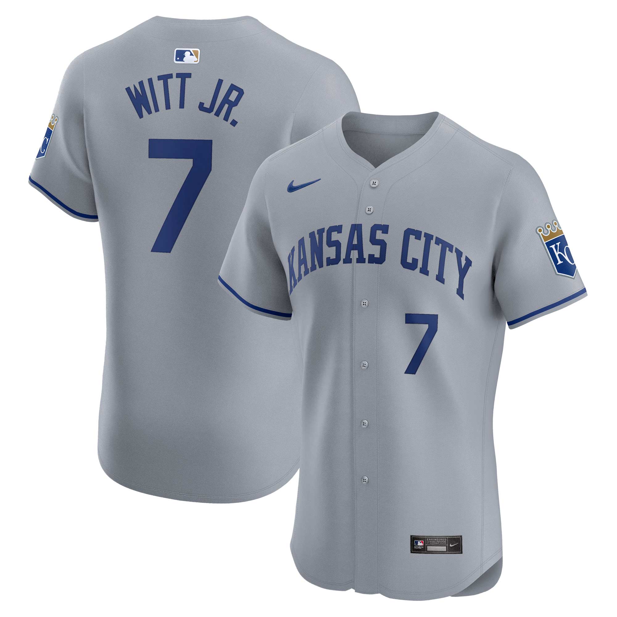 Men's Kansas City Royals Bobby Witt Jr. Gray Road Elite Player Jersey 