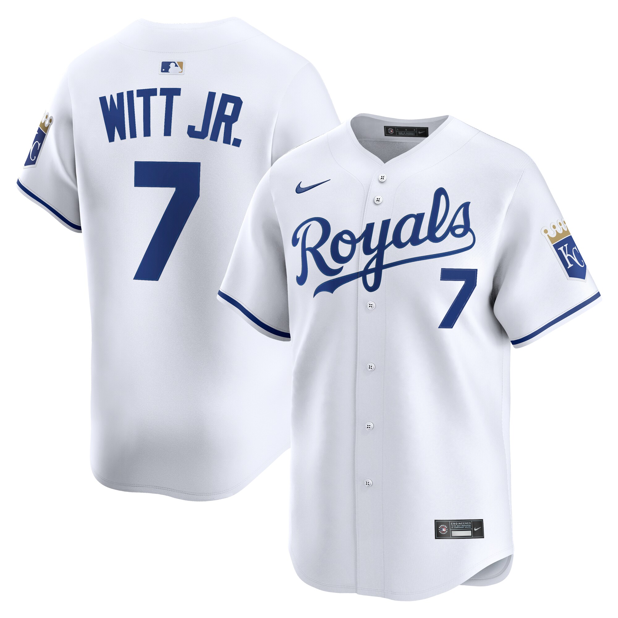 Men's Kansas City Royals Bobby Witt Jr. White Alternate Limited Player Jersey 