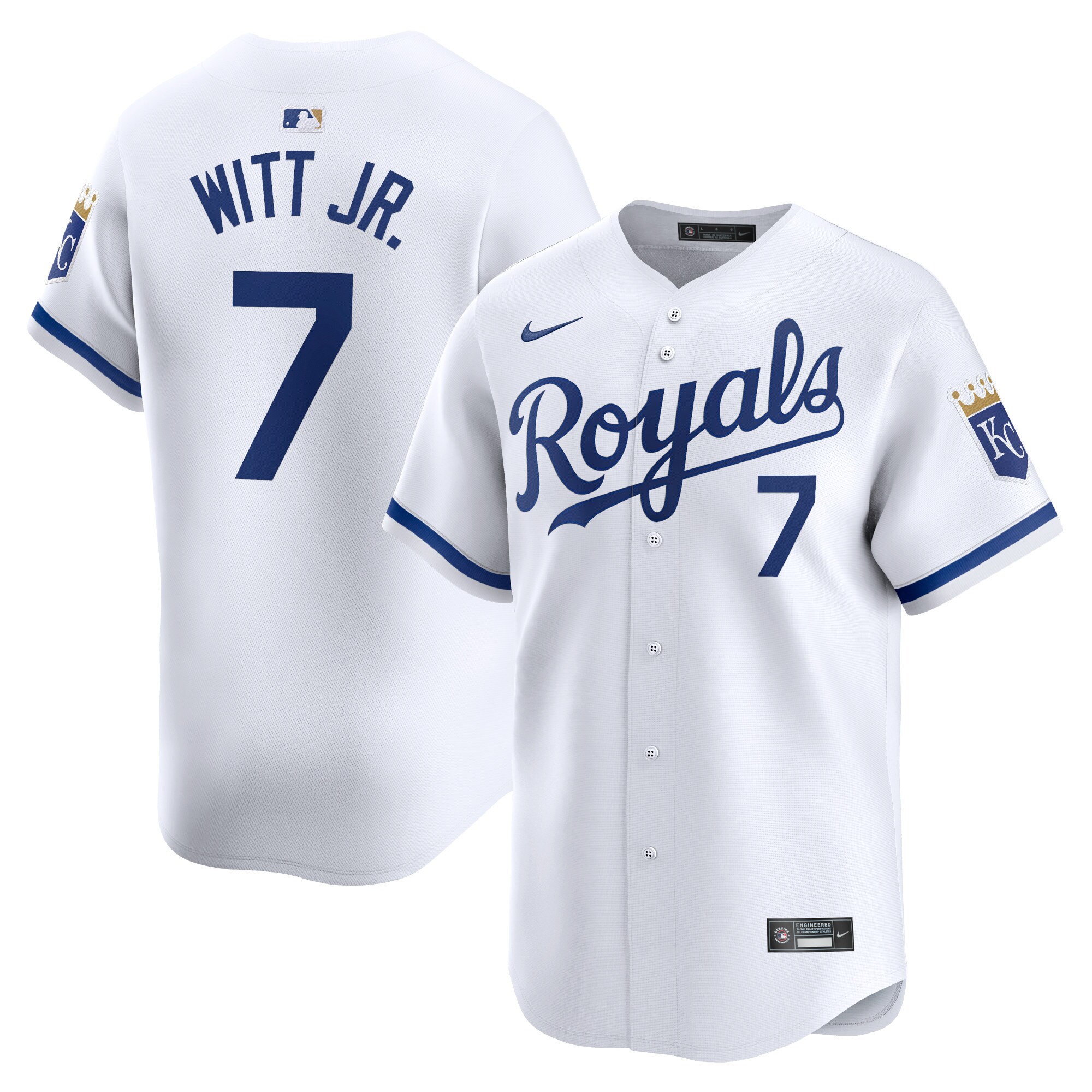 Men's Kansas City Royals Bobby Witt Jr. White Home Limited Player Jersey 