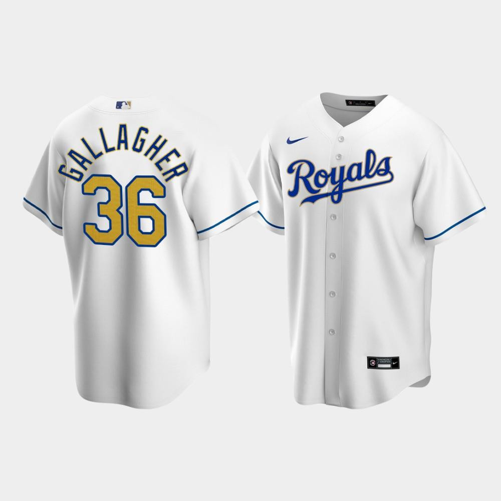Men's Kansas City Royals Cam Gallagher 36 White Home Jersey Jersey 