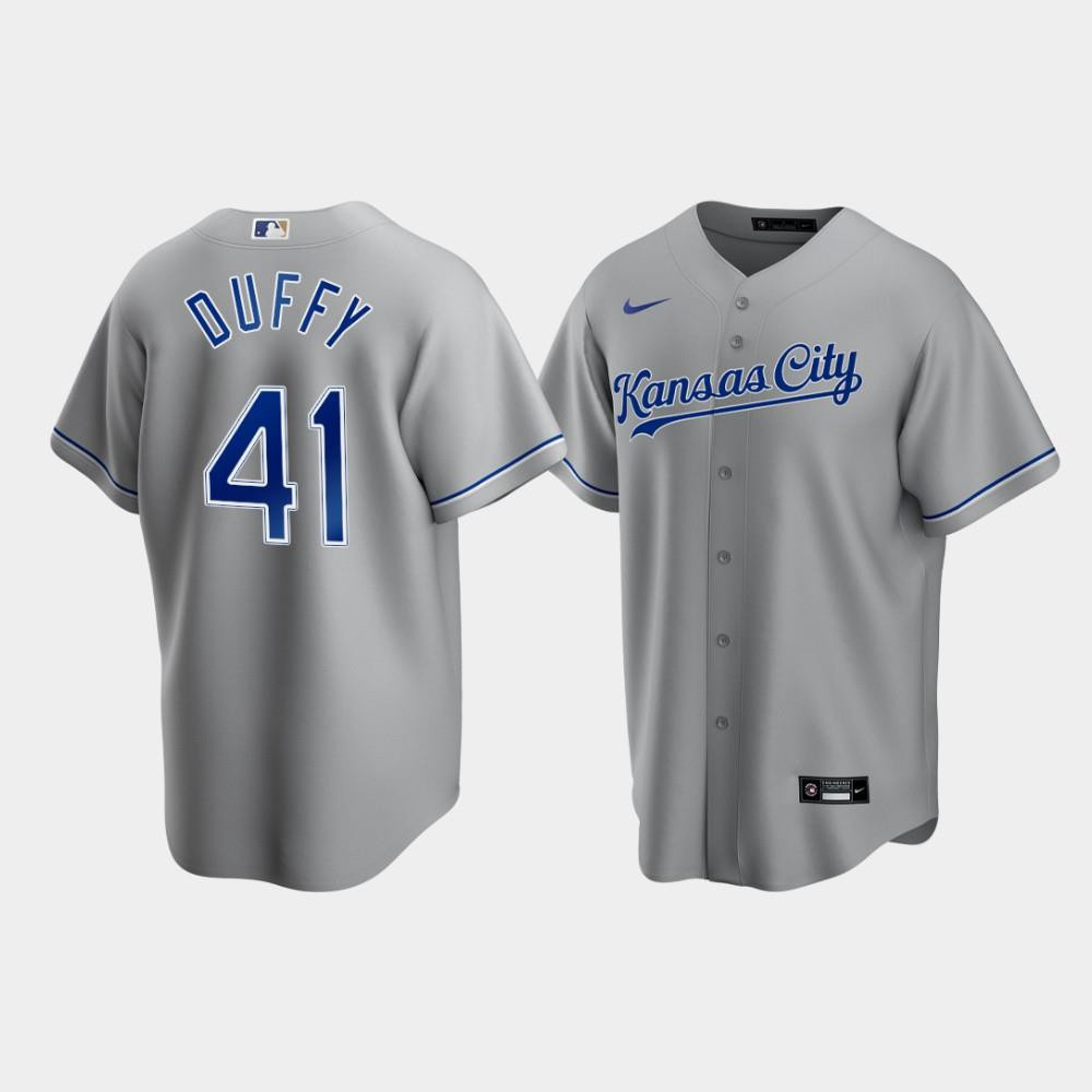 Men's Kansas City Royals Danny Duffy 41 Gray Road Jersey Jersey 