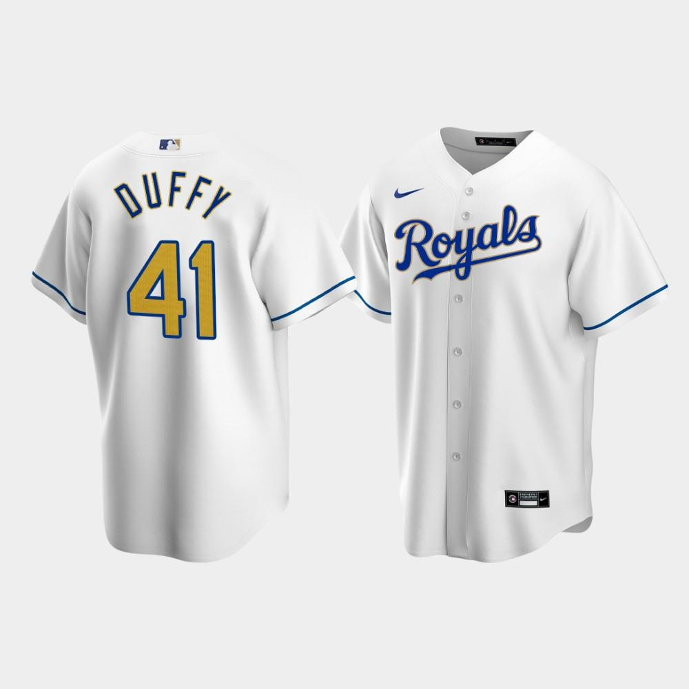 Men's Kansas City Royals Danny Duffy 41 White Home Jersey Jersey 