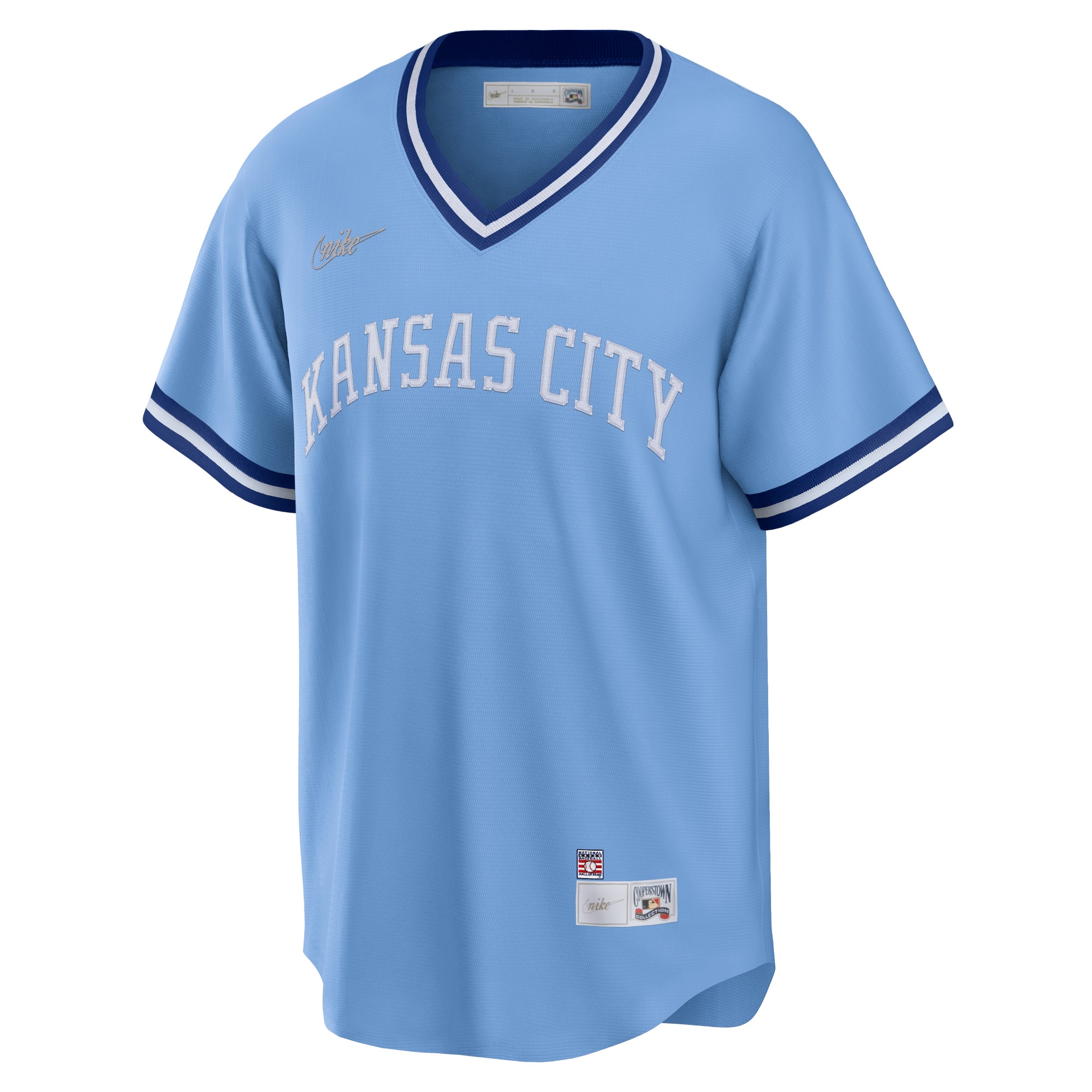 Alternative view of Men's Kansas City Royals George Brett Light Blue Road Cooperstown Collection Player Jersey 