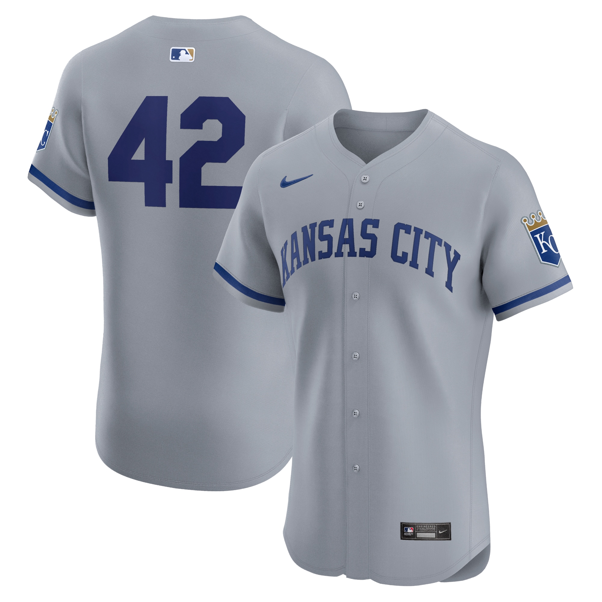 Men's Kansas City Royals Gray Road 2024 Jackie Robinson Day Elite Jersey 