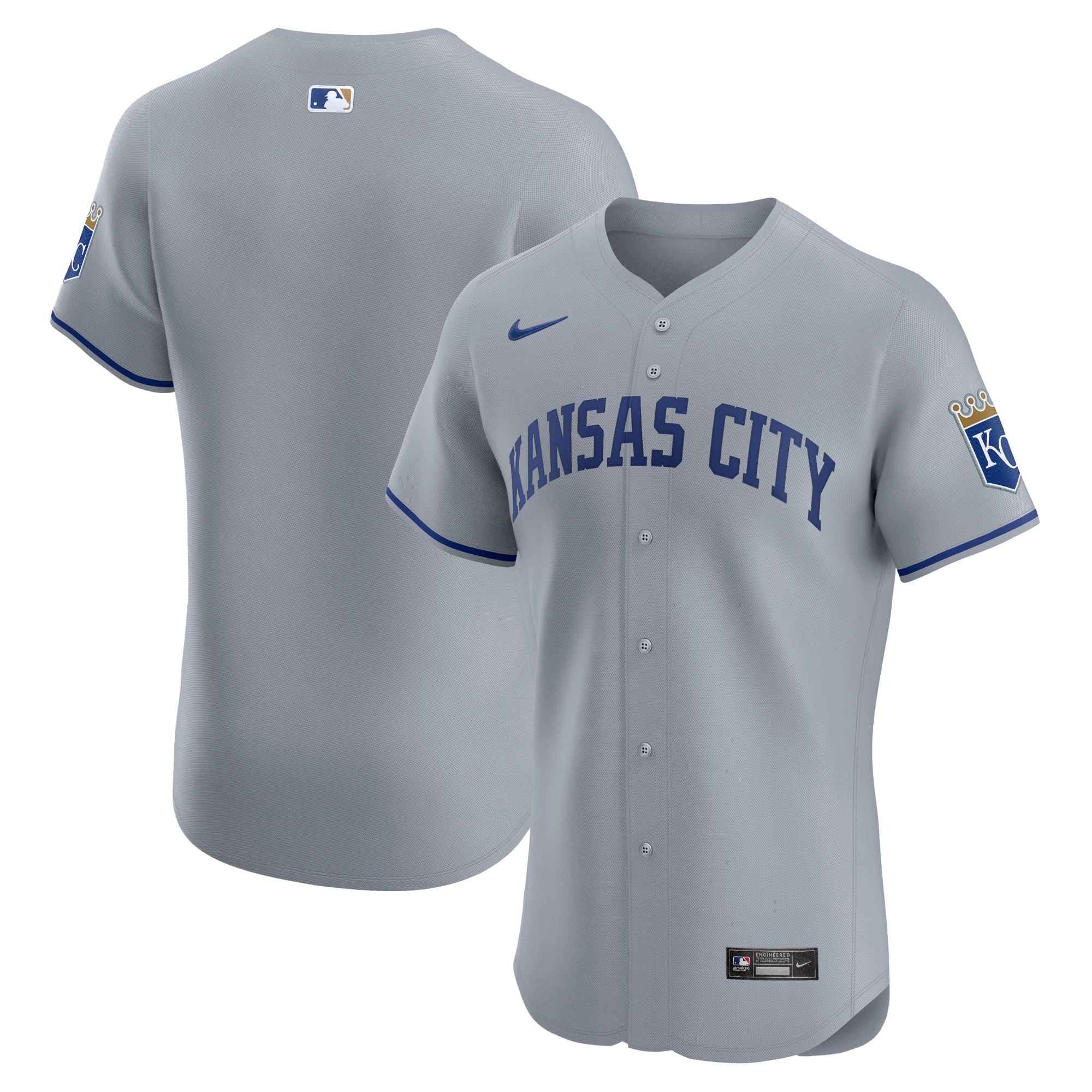 Men's Kansas City Royals Gray Road Vapor Premier Elite Patch Jersey 