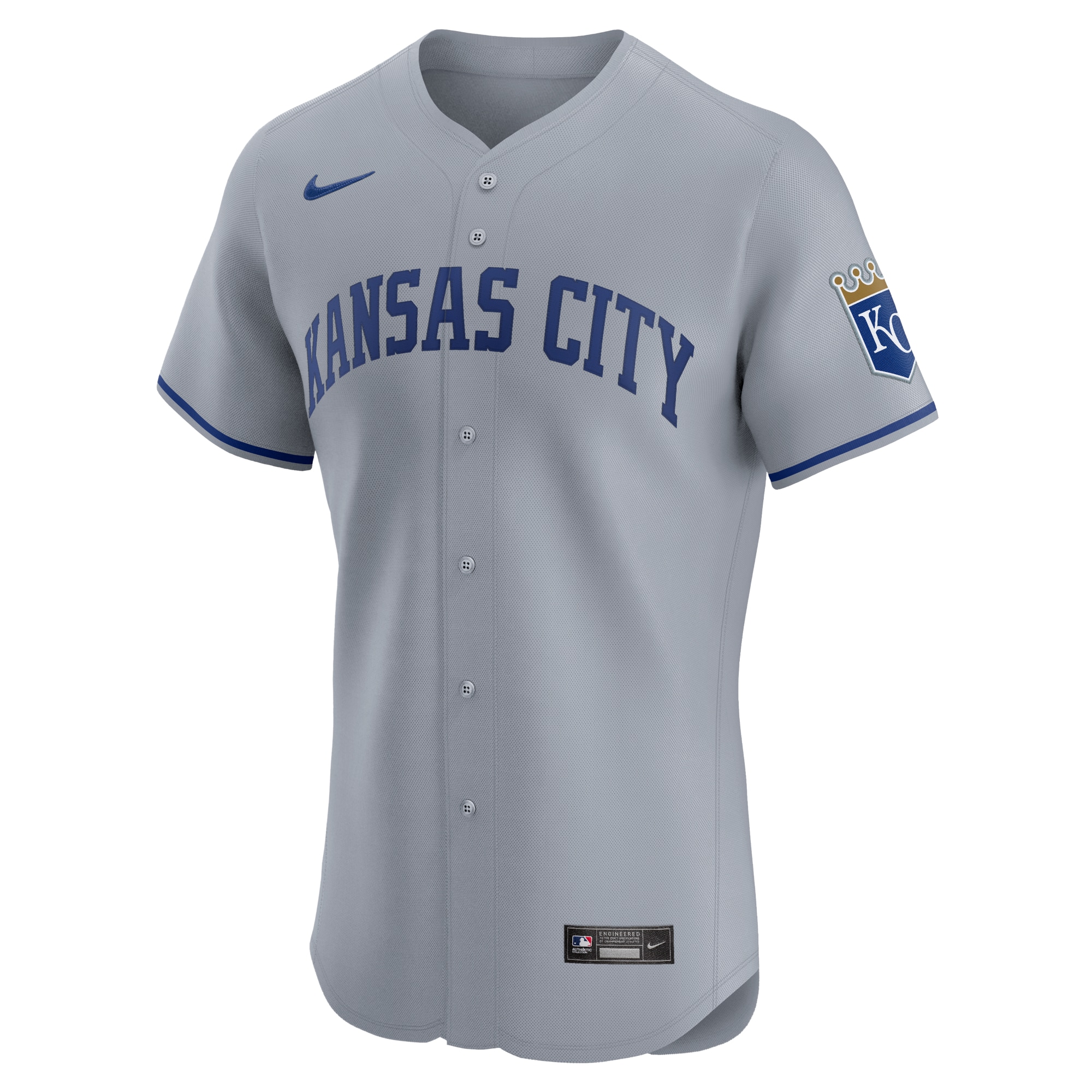 Alternative view of Men's Kansas City Royals Gray Road Vapor Premier Elite Patch Jersey 