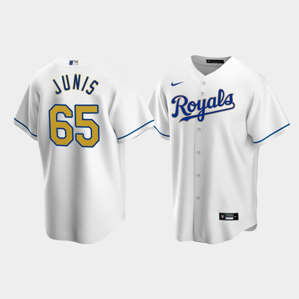 Men's Kansas City Royals Jakob Junis 65 White Home Jersey Jersey 