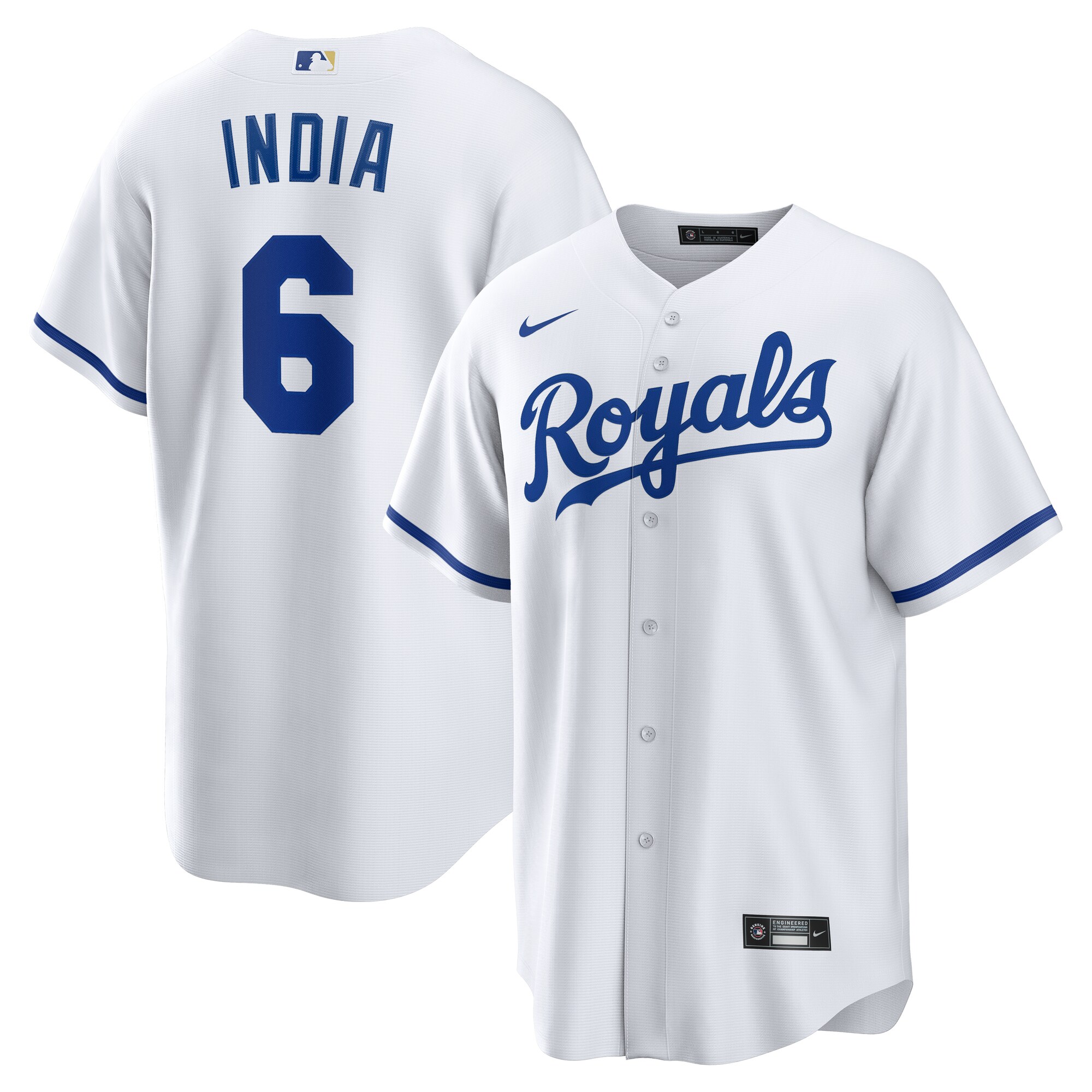 Men's Kansas City Royals Jonathan India White Home Player Jersey 