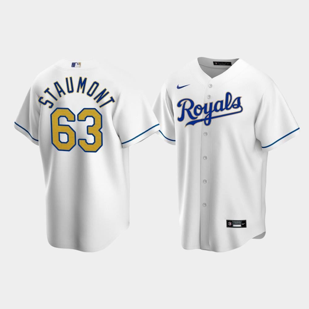 Men's Kansas City Royals Josh Staumont 63 White Home Jersey Jersey 